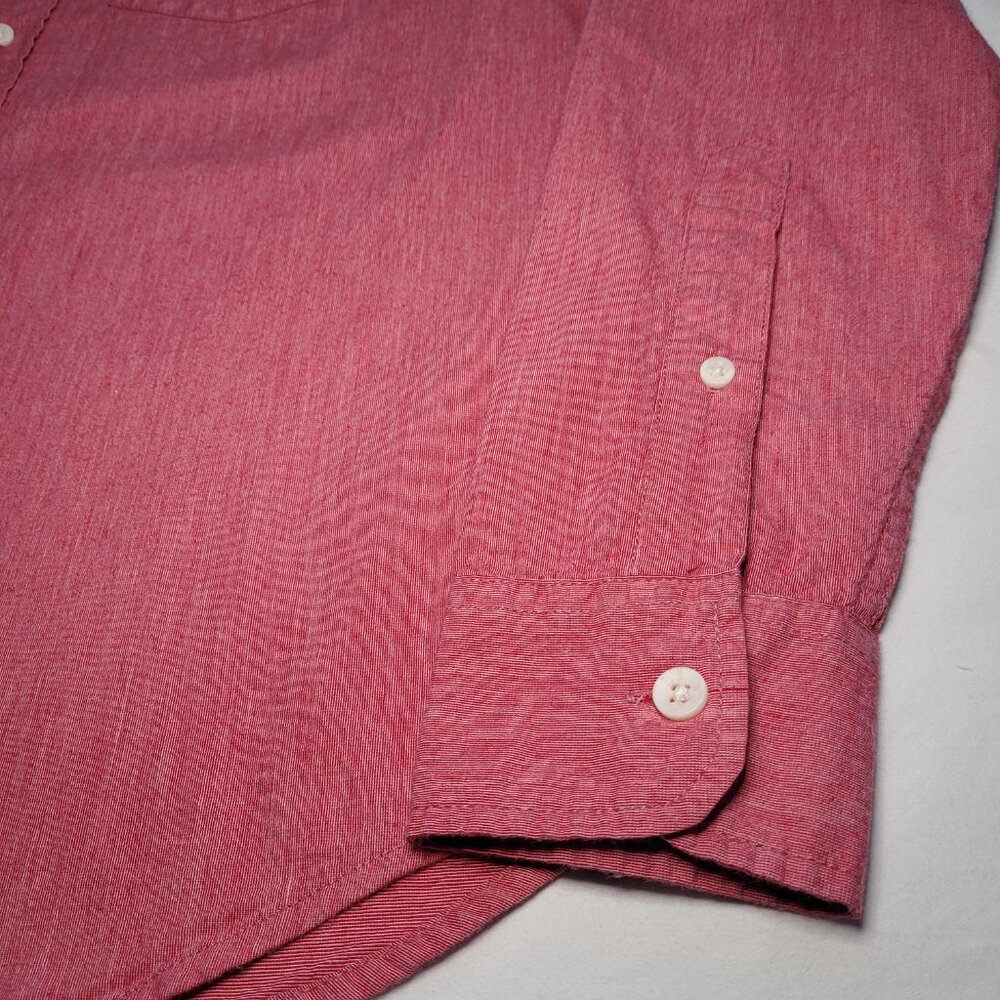Hollister Mens Button Down Shirt Epic Flex Heather Red Medium Coastal Preppy - Picture 4 of 12